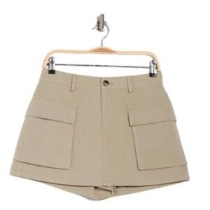 Elodie Khaki Cargo Skort Mini Skirt Shorts Tan Cotton Utility ELBE1337-NR Medium